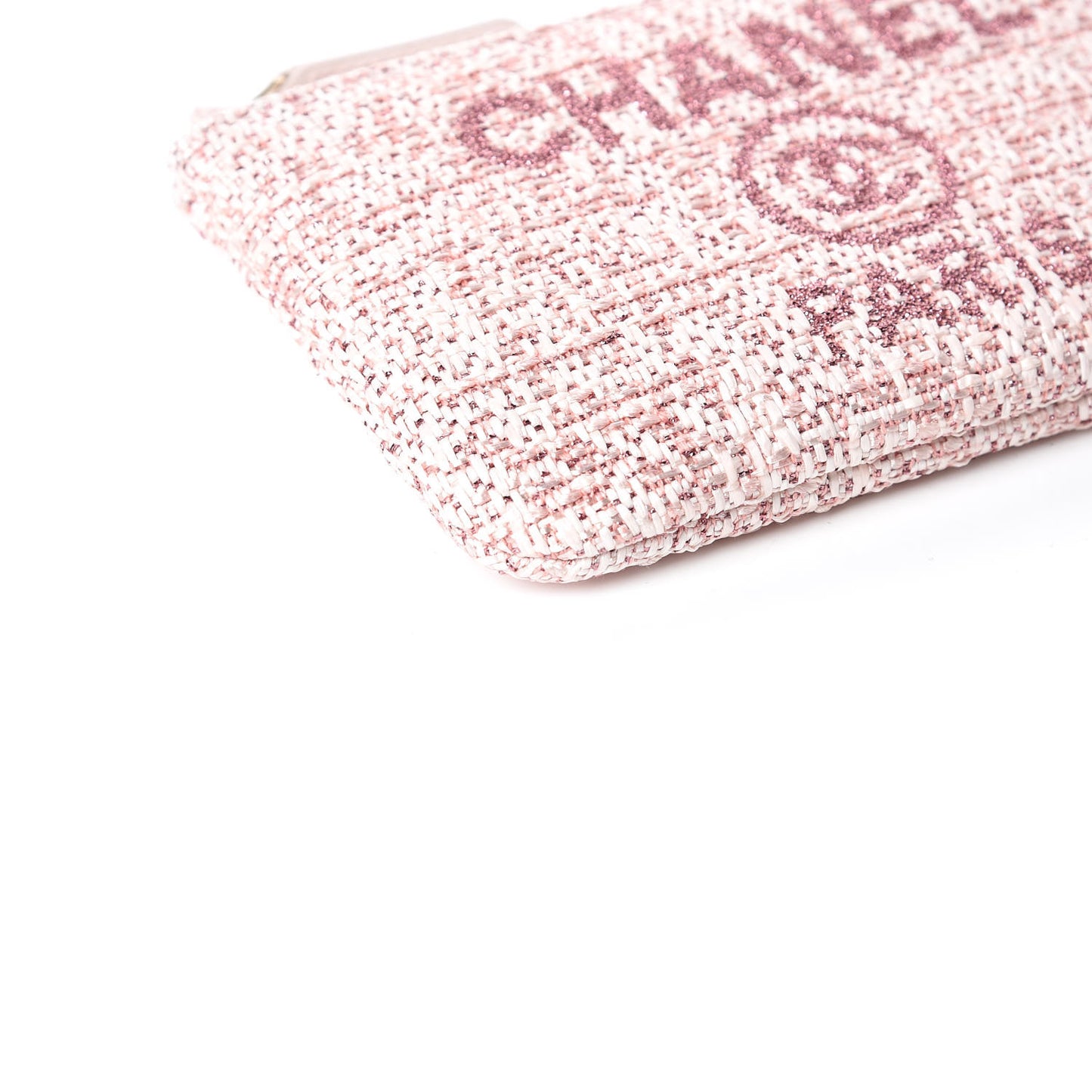 Woven Straw Raffia Deauville Cosmetic Pouch Pink