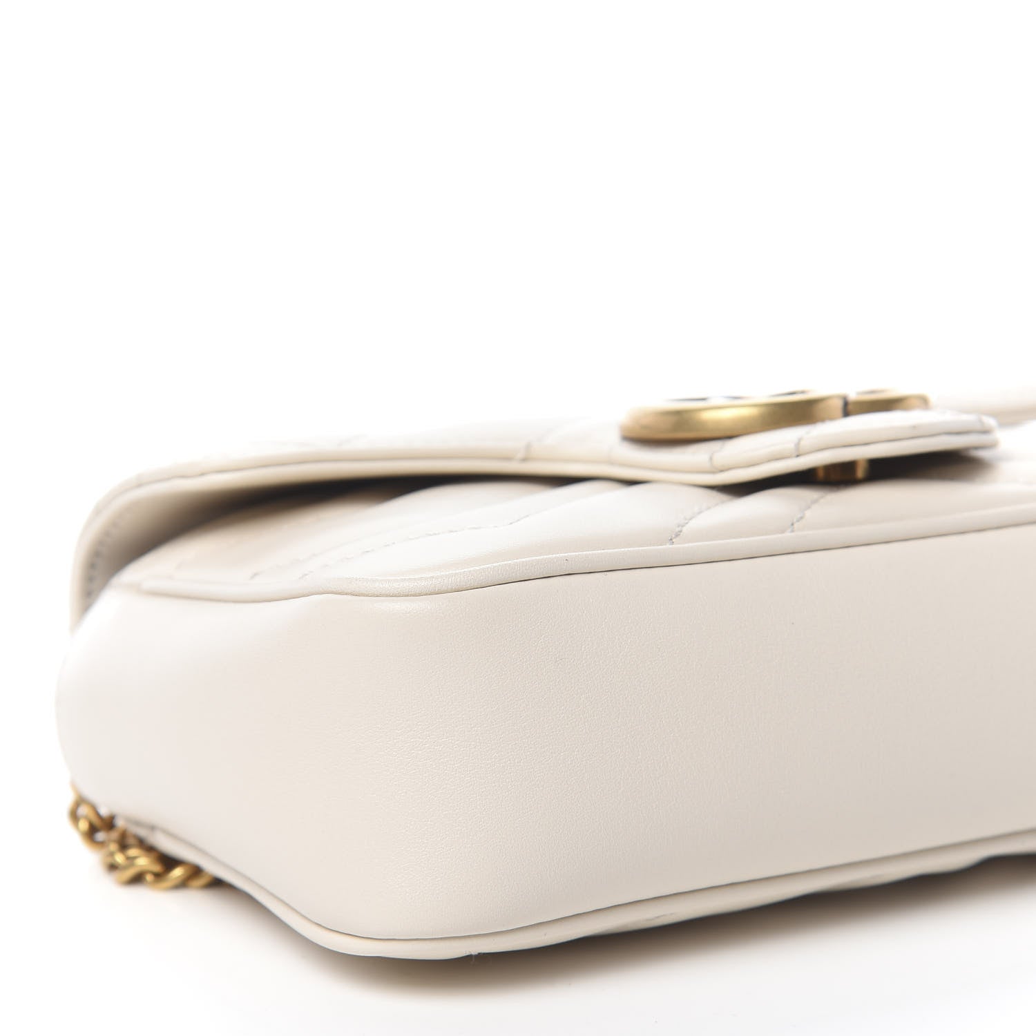 Gucci Calfskin Matelasse Super Mini GG Marmont Shoulder Bag White 8 of 11