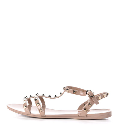 Valentino Garavani PVC Jelly Rockstud Caged Sandals 41 Poudre 1 of 11