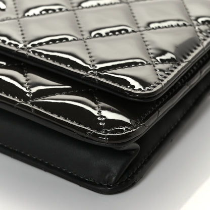 Chanel Patent Quilted Wallet On Chain WOC Dark Grey 8 of 13