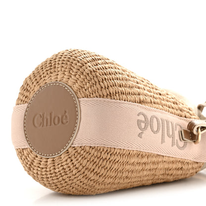 Chloe X MIFUKO Raffia Calfskin Small Woody Basket Shoulder Bag Beige Light Pink 11 of 11