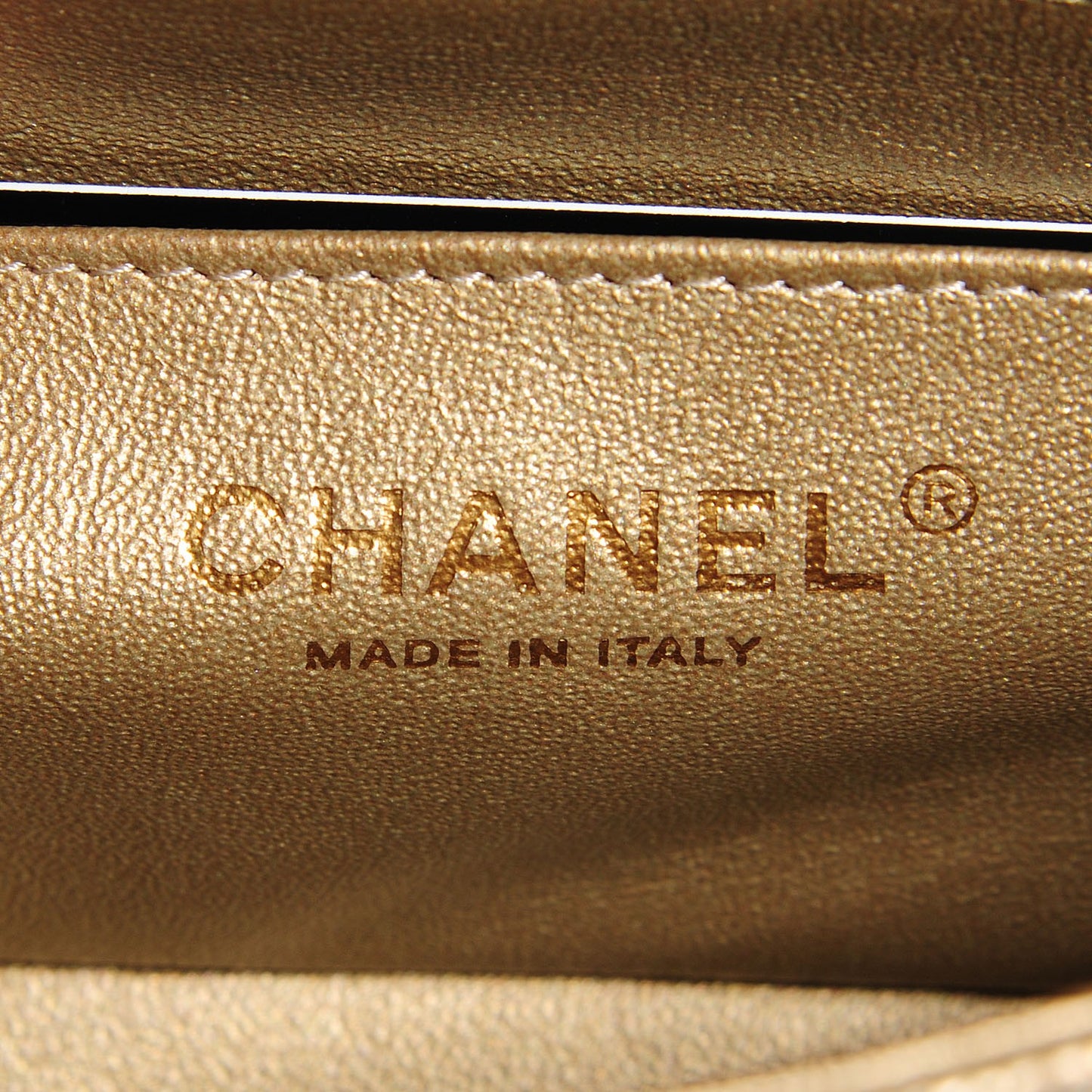 Pearly Caviar Quilted Mini Rectangular Flap Gold