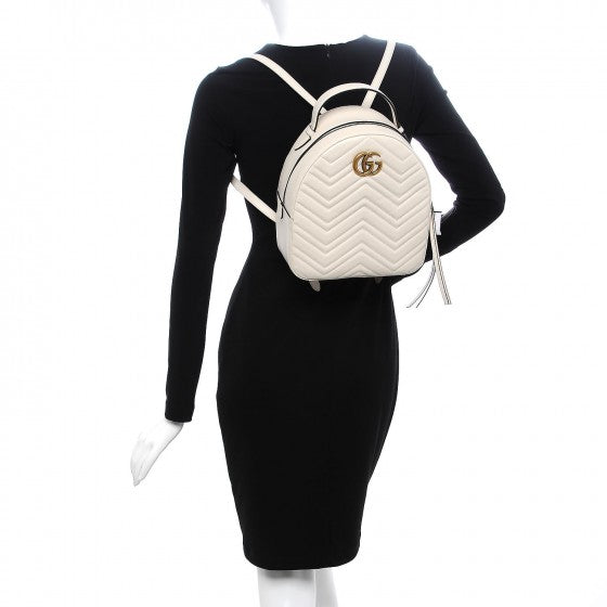 Gucci Calfskin Matelasse GG Marmont Dome Backpack White 2 of 7