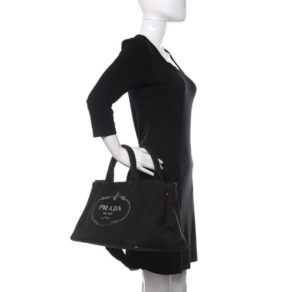 Prada Canapa Logo Tote Black 2 of 10