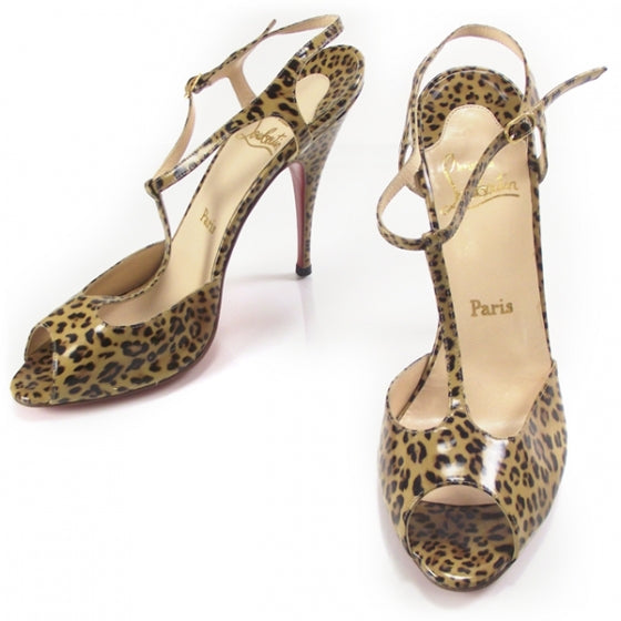 Christian Louboutin Patent Leopard Ernesta 120 Pumps 38.5 1 of 6