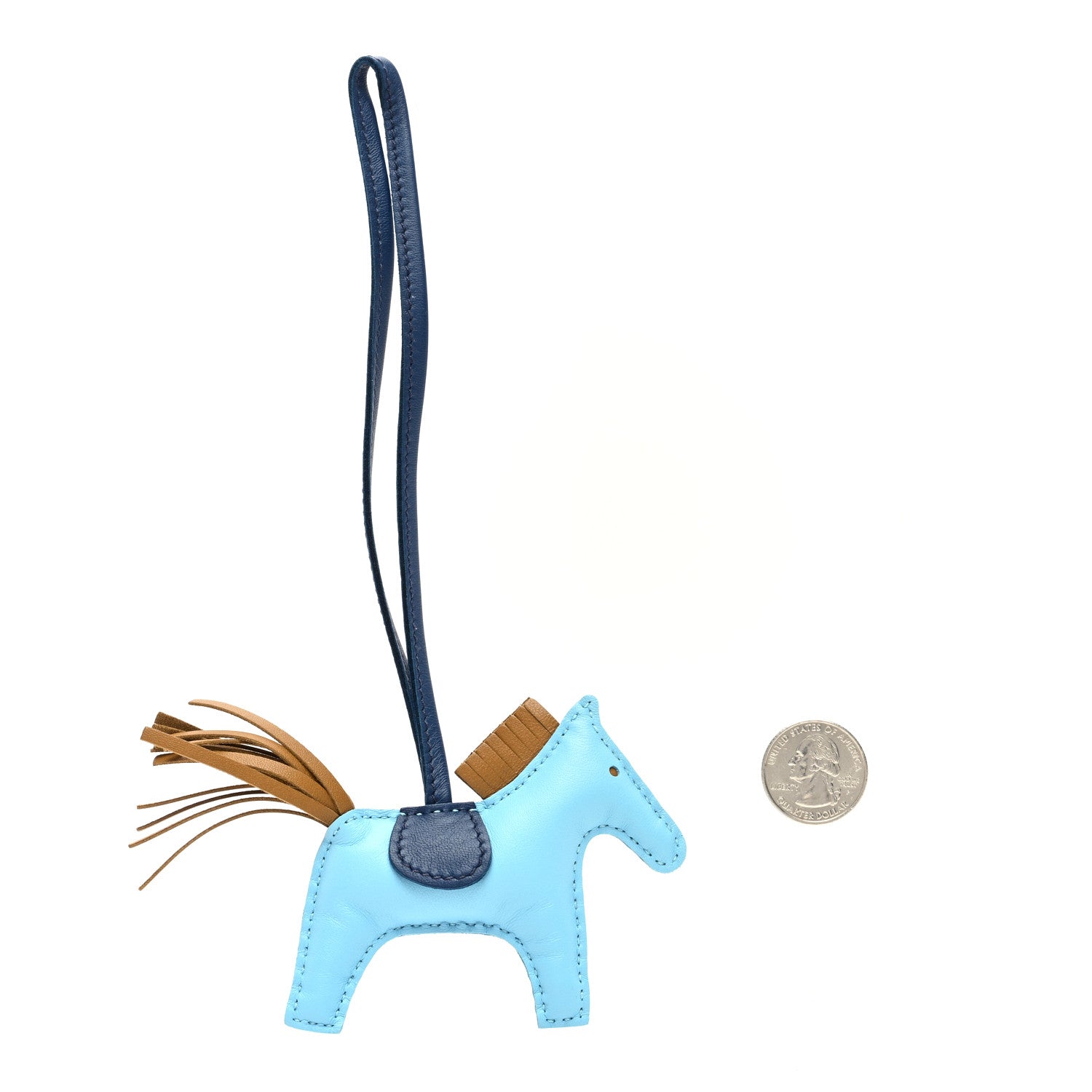 Hermes Milo Lambskin Grigri Rodeo Horse Bag Charm PM Celeste Bleu De Malte Kraft 2 of 4