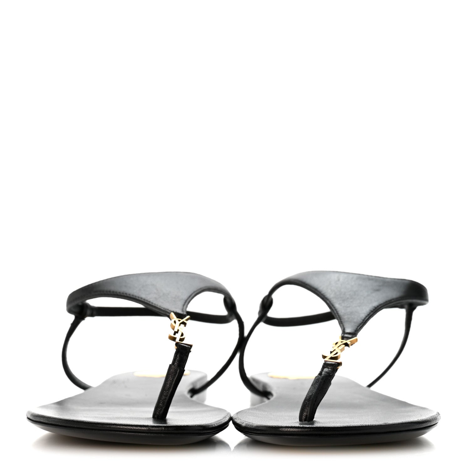 Saint Laurent Lambskin Monogram Cassandra Slingback Flat Sandals 36.5 Black 3 of 8