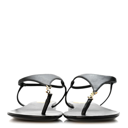 Saint Laurent Lambskin Monogram Cassandra Slingback Flat Sandals 36.5 Black 3 of 8