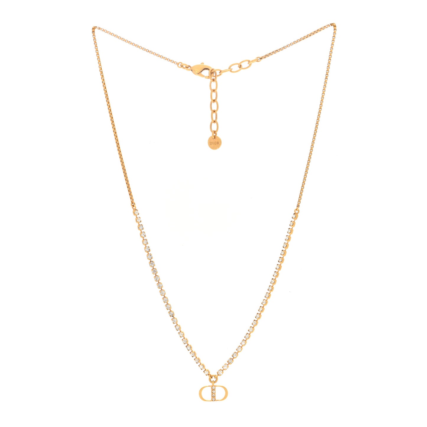 Metal Crystal Petite CD Necklace Gold