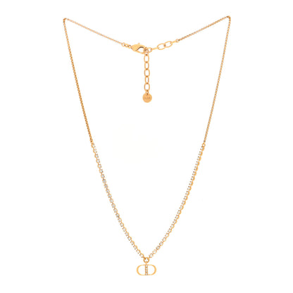 Christian Dior Metal Crystal Petite CD Necklace Gold 2 of 5