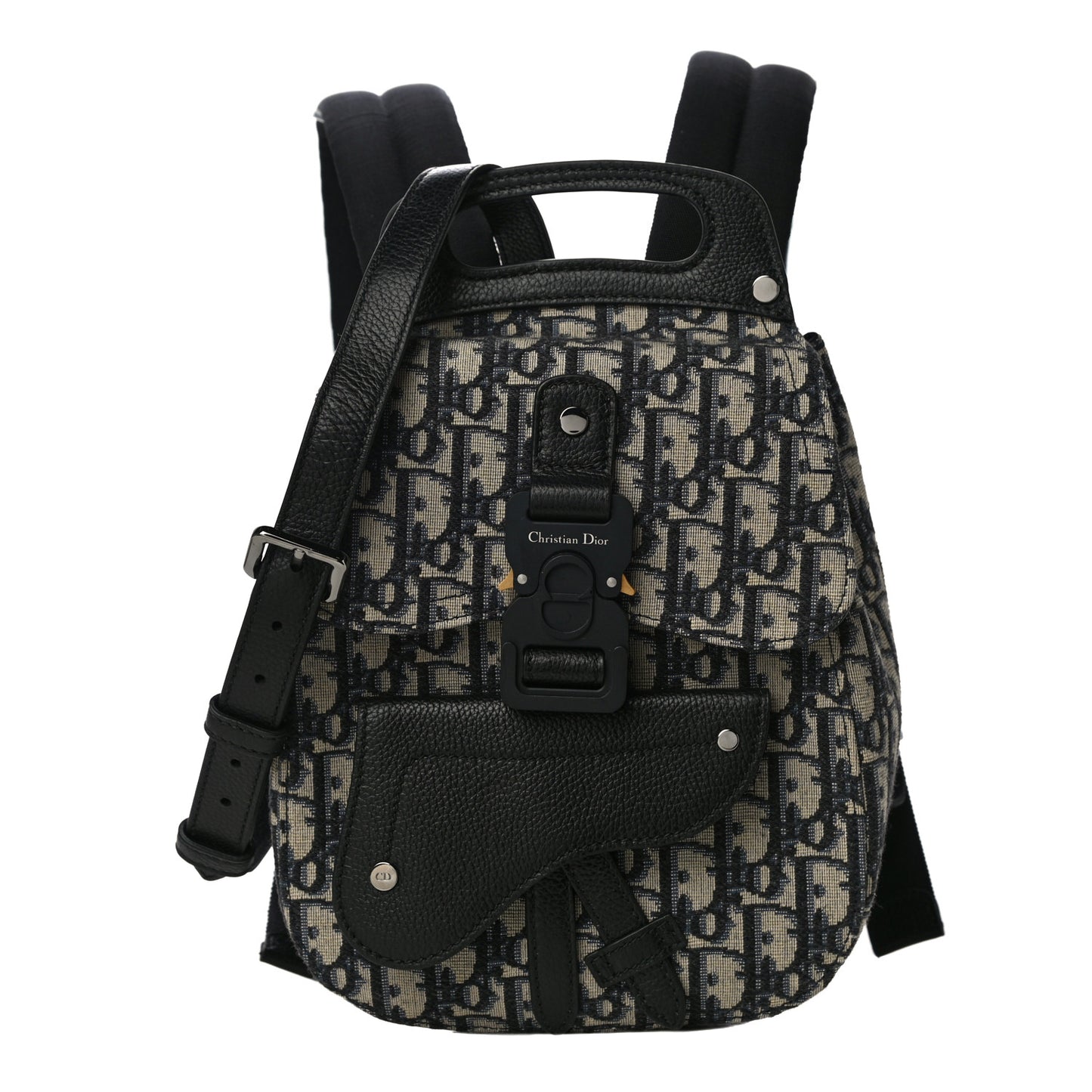 HOMME Oblique Calfskin Mens Mini Saddle Backpack Navy Blue