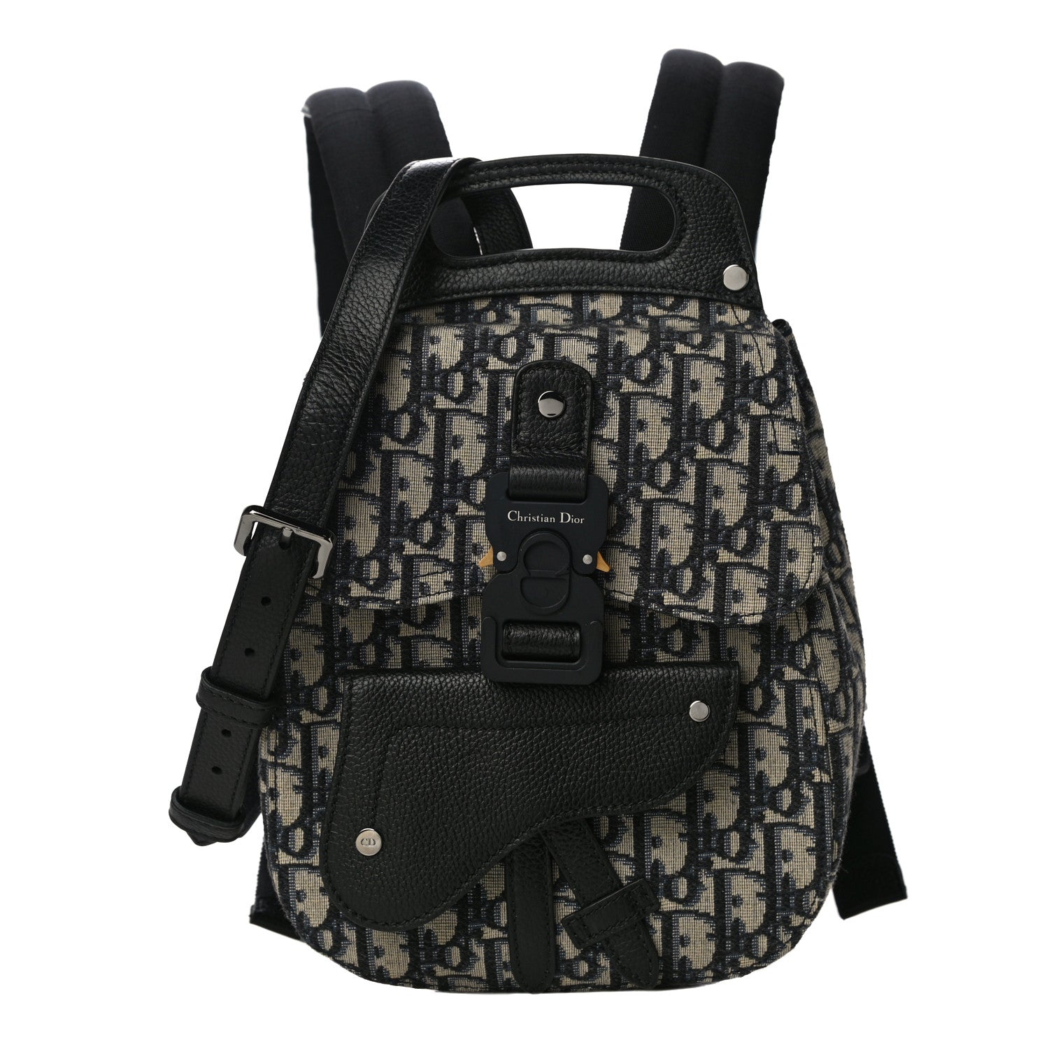 Christian Dior HOMME Oblique Calfskin Mens Mini Saddle Backpack Navy Blue 1 of 8