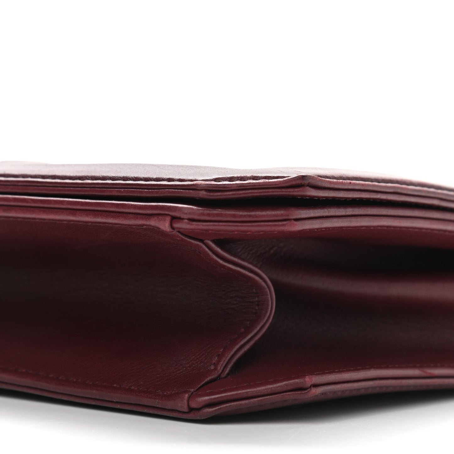 Calfskin Quilted Large Flap Bag Burgundy
