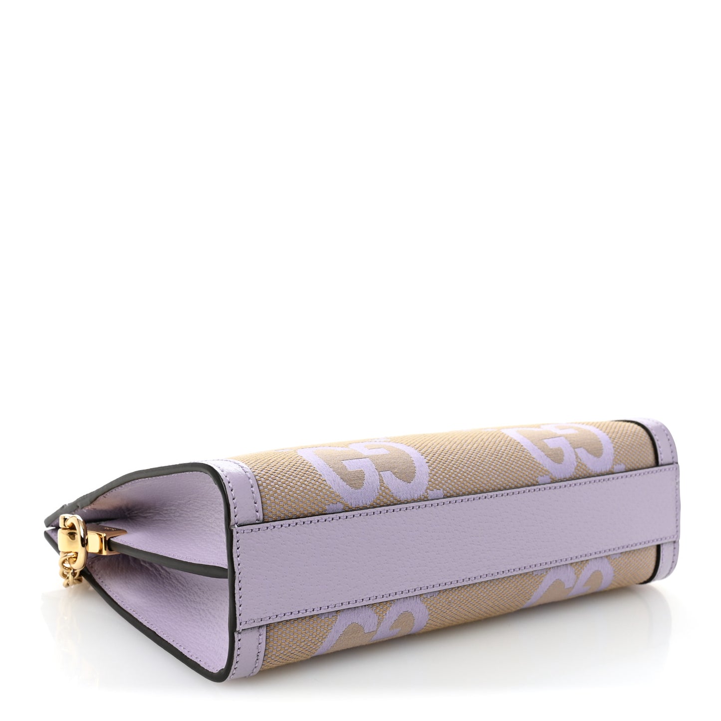 Monogram Jumbo GG Textured Dollar Calfskin Small Ophidia Chain Shoulder Bag Beige Lapis