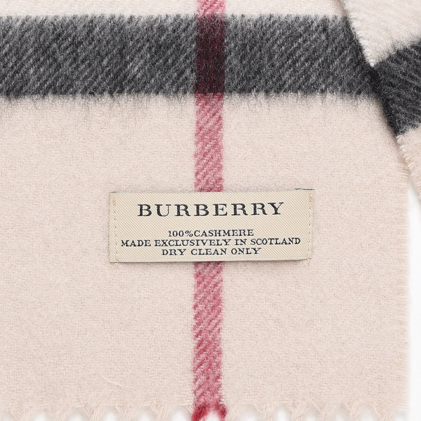 Cashmere Check Fringe Scarf Stone