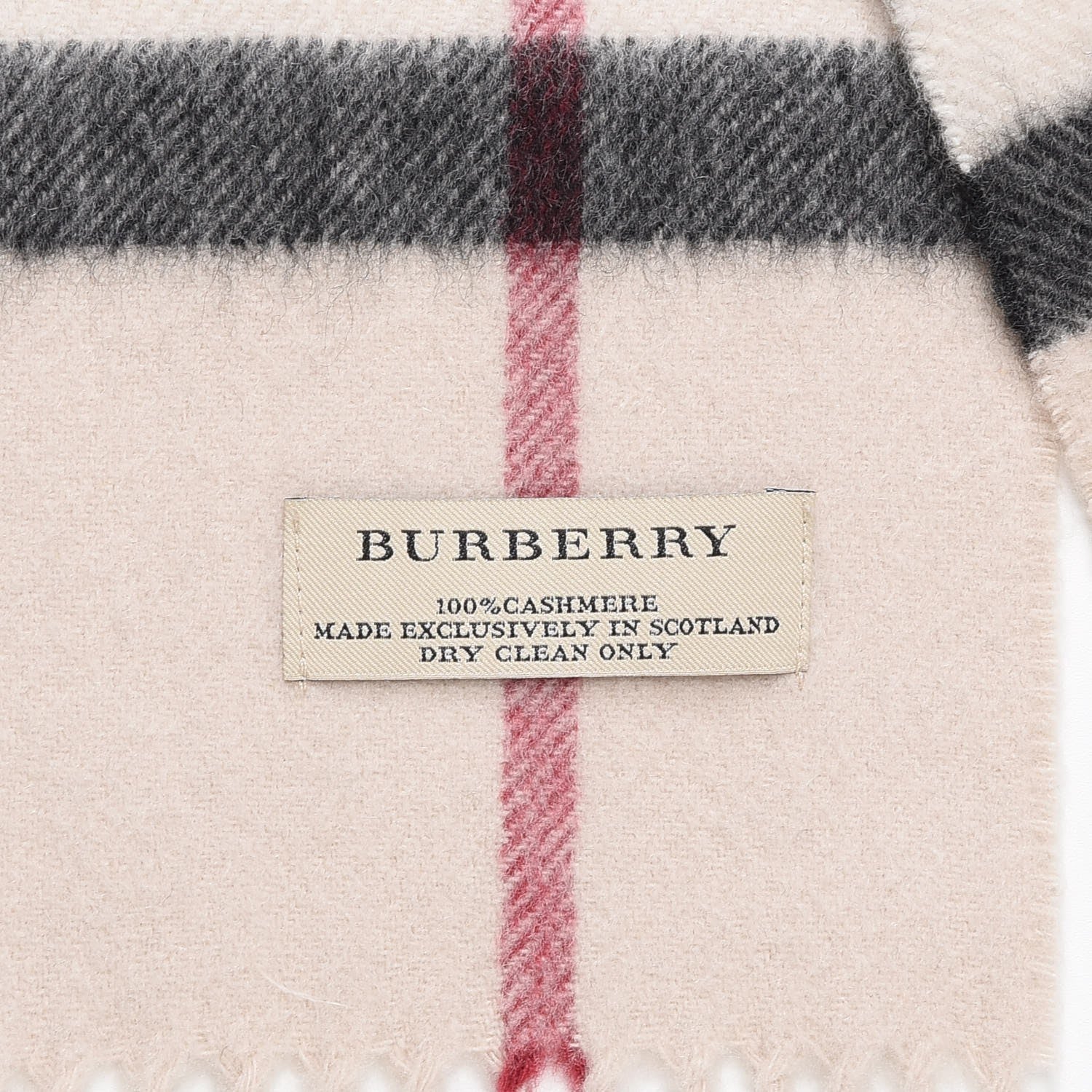 Burberry Cashmere Check Fringe Scarf Stone 4 of 4