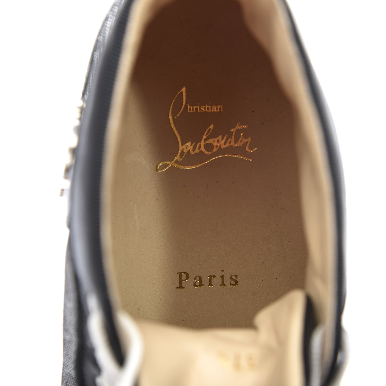Christian Louboutin Calfskin Lurex Specchio Spikes Louis Orlato Flat Sneakers 37.5 Black Silver 6 of 7