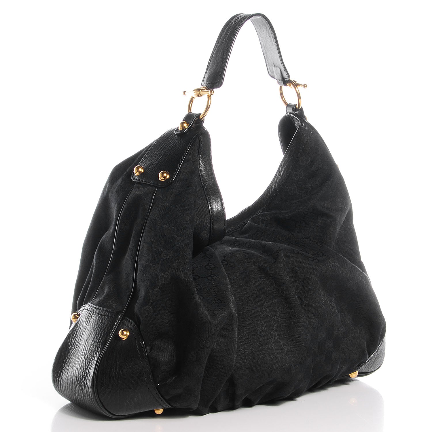 Gucci Monogram Large Jockey Hobo Black 3 of 7