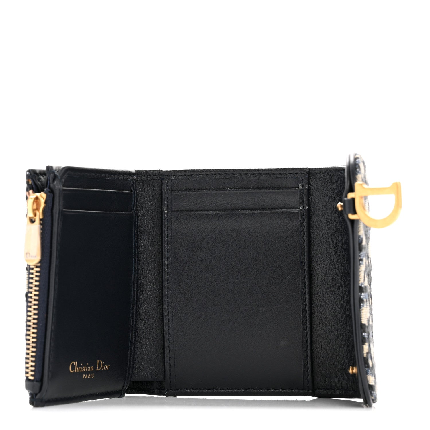 Christian Dior Oblique Saddle Lotus Wallet Blue 5 of 9