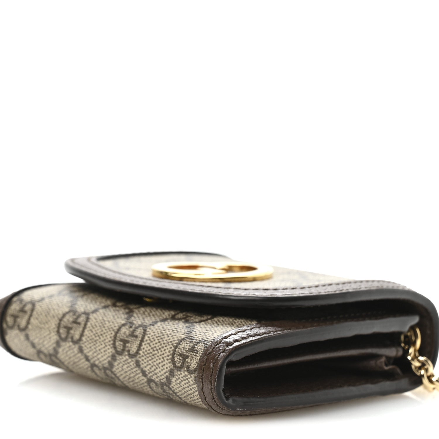 Gucci GG Supreme Monogram Textured Dollar Calfskin Blondie Chain Wallet Beige Ebony New Acero 10 of 11