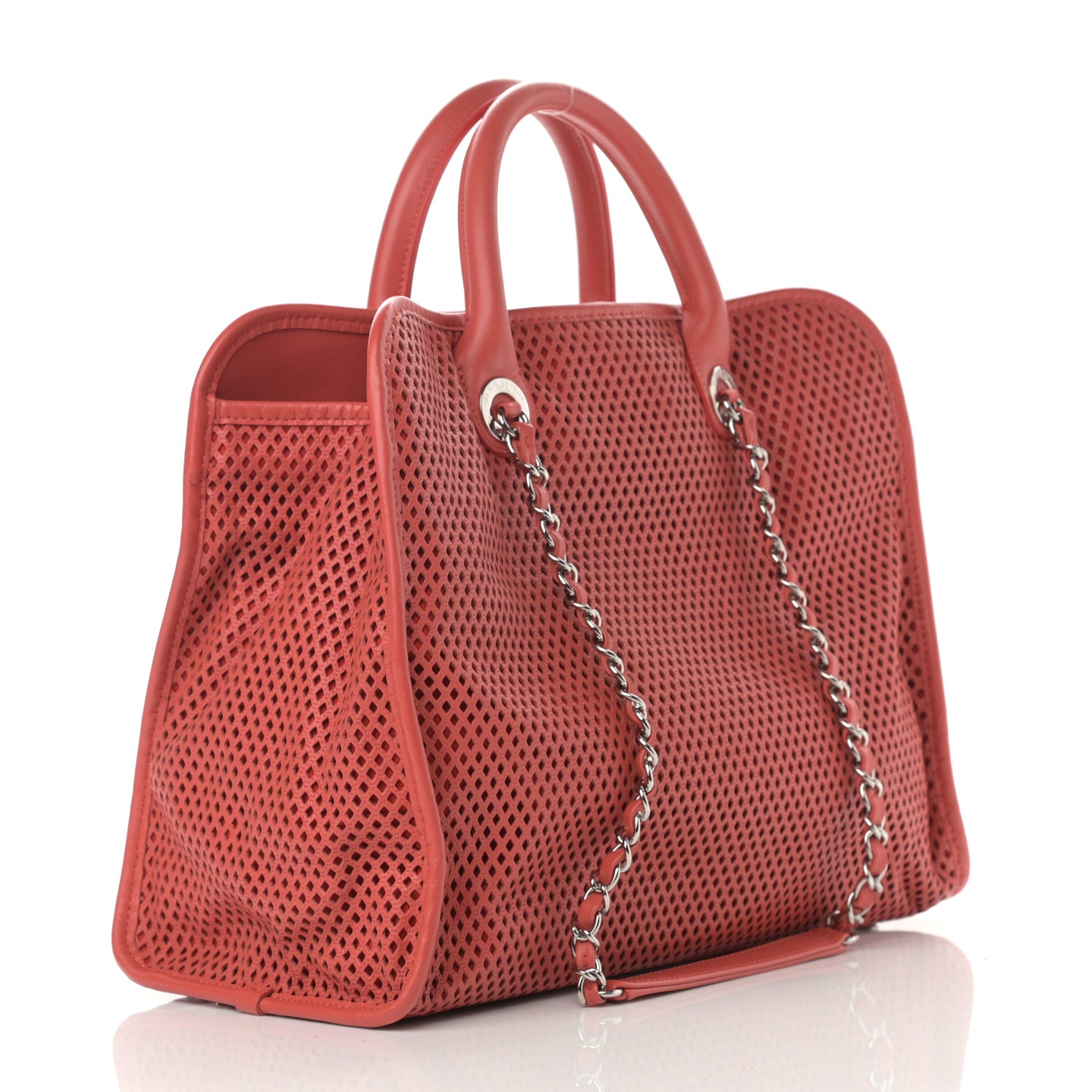 Chanel Calfskin Perforated Up In The Air Tote Red 3 of 12