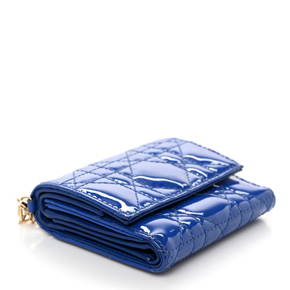 Christian Dior Patent Cannage Lady Dior Lotus Wallet Blue 4 of 8