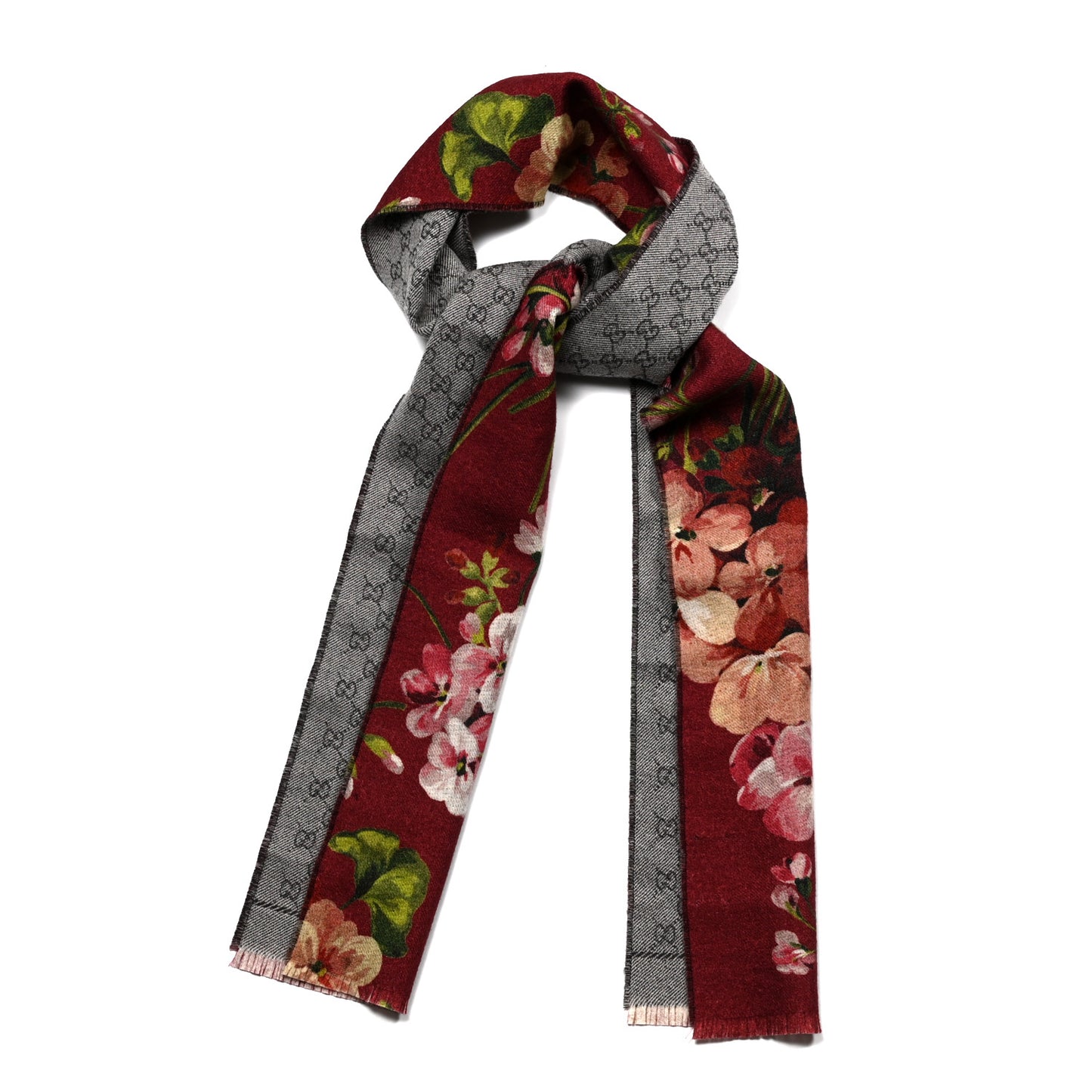Wool GG Monogram Miniorophin Scarf Lacquer Pink