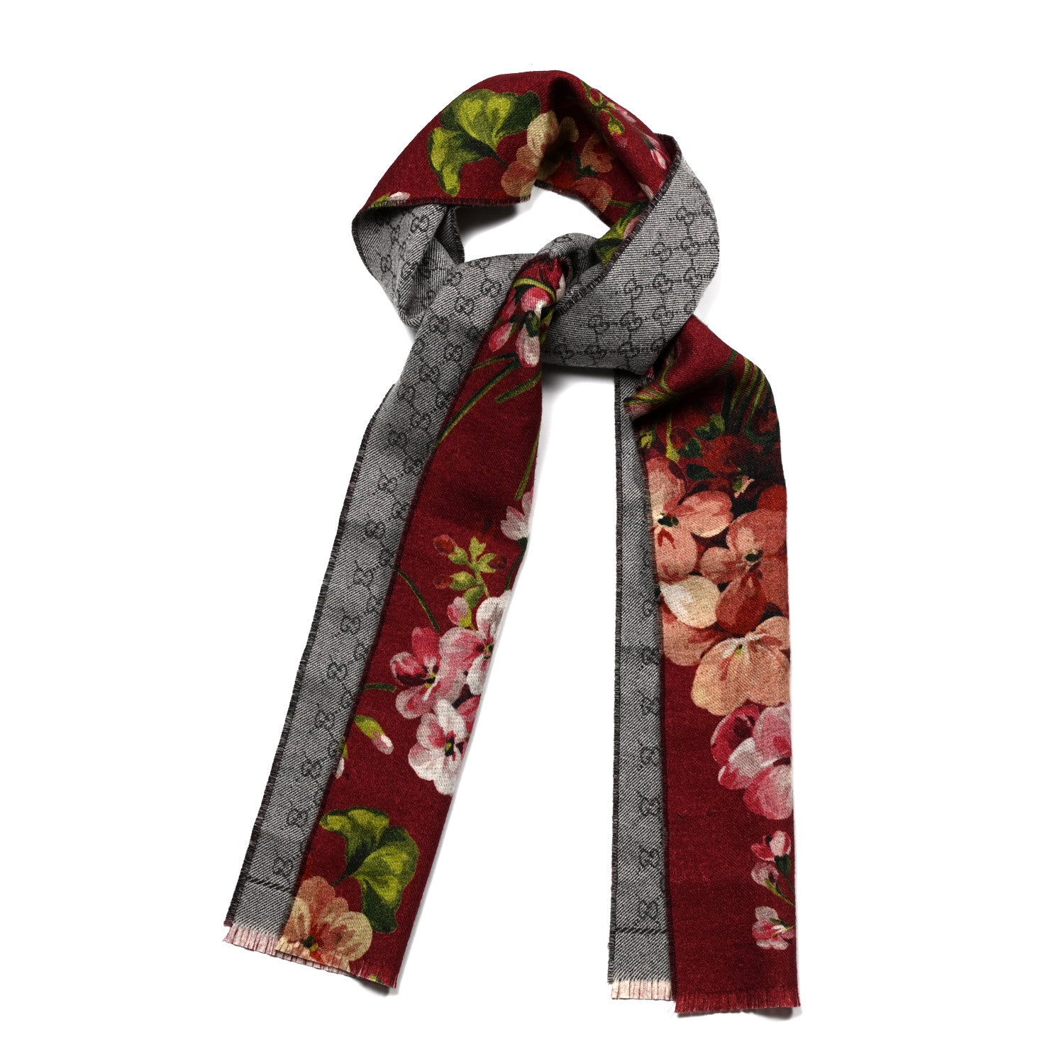 Gucci Wool GG Monogram Miniorophin Scarf Lacquer Pink 1 of 4