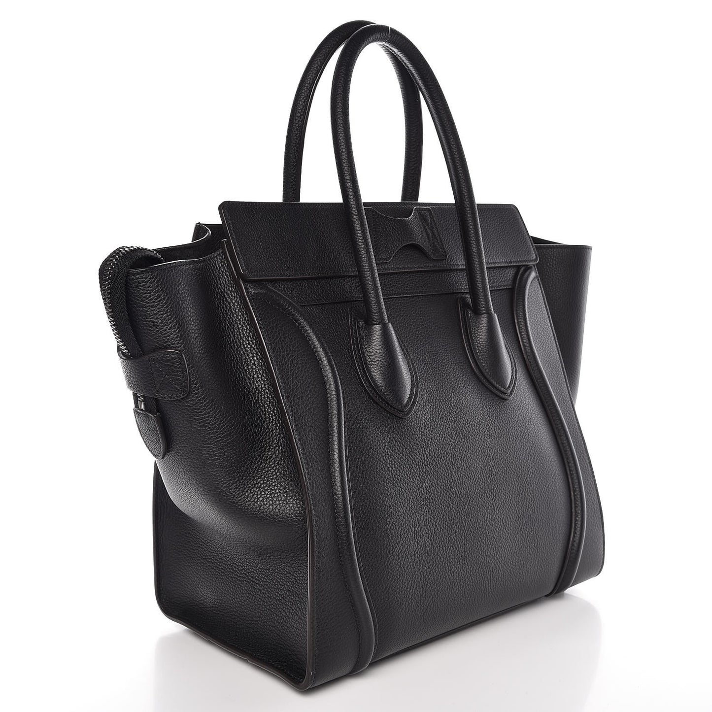 Drummed Calfskin Mini Luggage Black