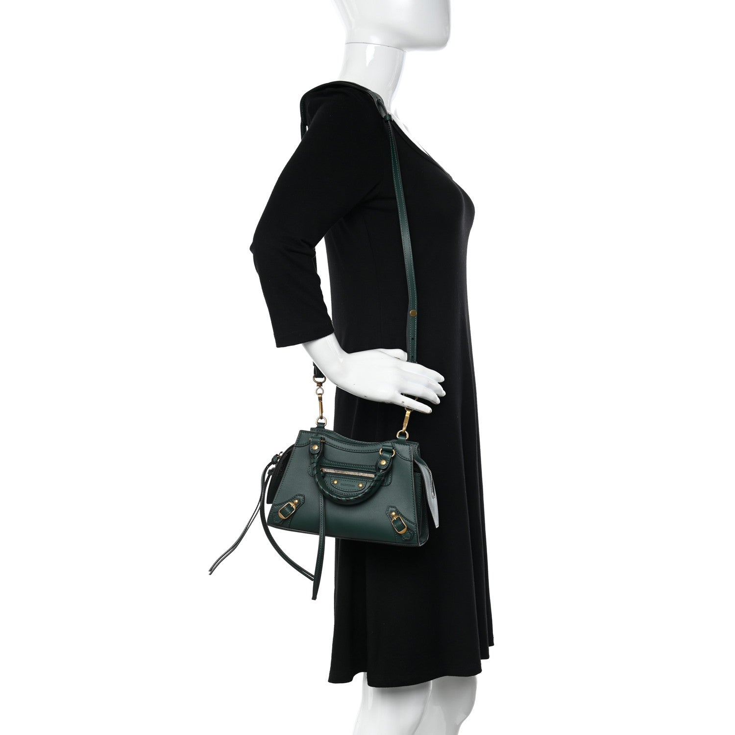 Balenciaga Smooth Calfskin Neo Classic Gold Hardware Mini City Forest Green 2 of 12