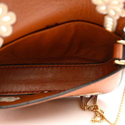 Fendi Shiny Nappa Vitello King Floral Ajour Embroidered Nano Baguette Charm Brandy 5 of 6