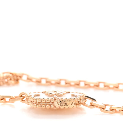 Van Cleef & Arpels 18K Rose Gold Mother of Pearl Carnelian Onyx 15 Motifs Lucky Spring Long Necklace 4 of 5
