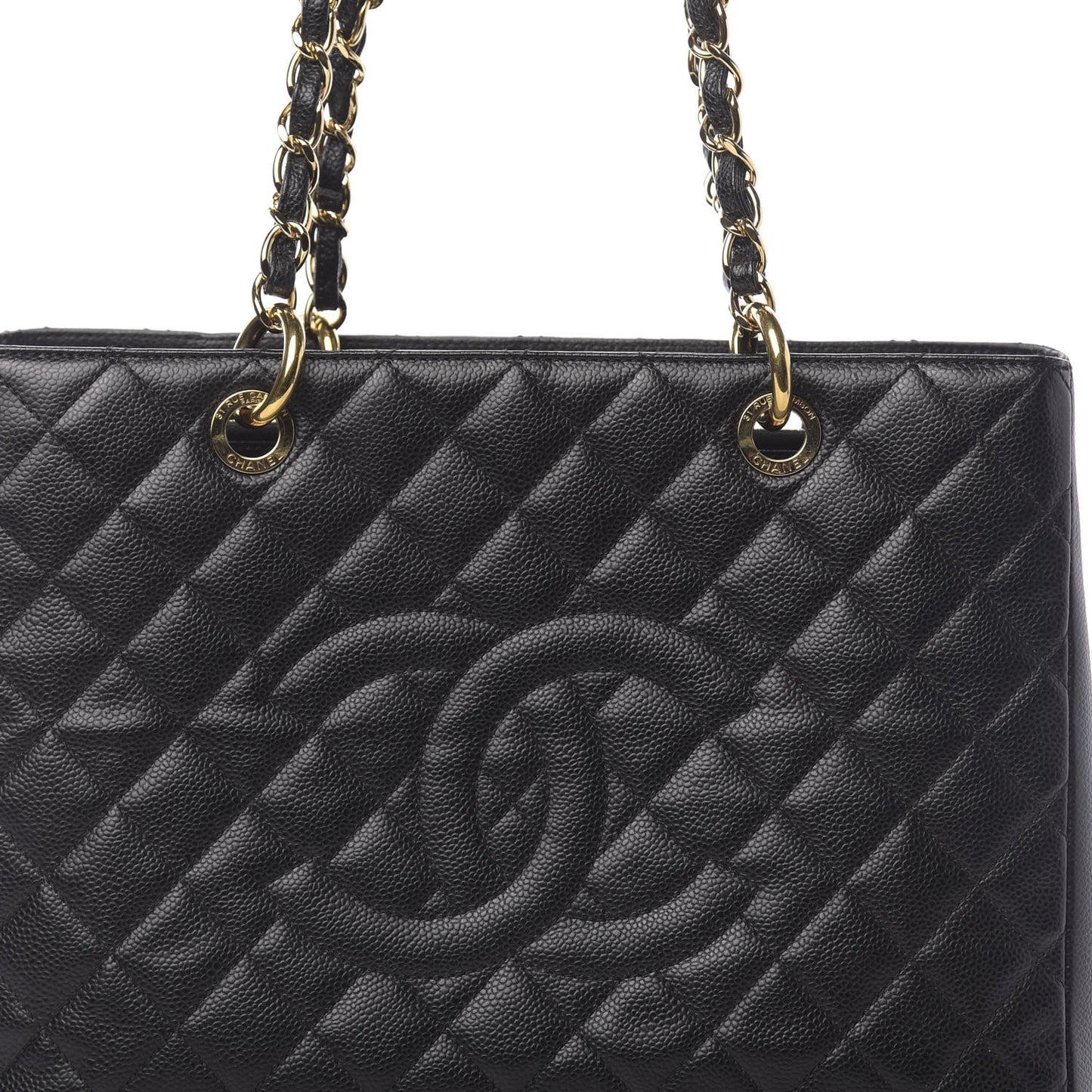 Caviar Quilted Grand Shopping Tote GST Black
