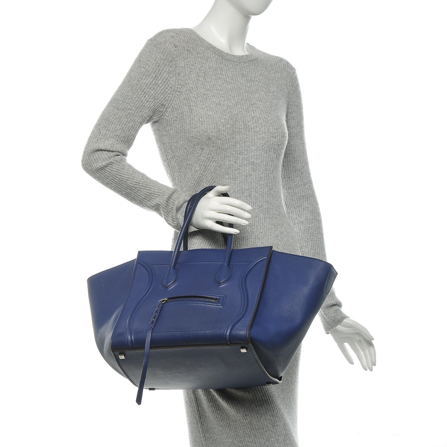 Celine Supple Calfskin Medium Phantom Luggage Indigo 2 of 8