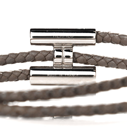 Hermes Swift Double Wrap Cord Tournis Tresse Bracelet T5 Etain 8 of 9