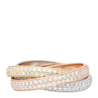 Cartier 18K White Yellow Pink Gold Diamond Small Trinity Full Paved Ring 50 5.25 3 of 5