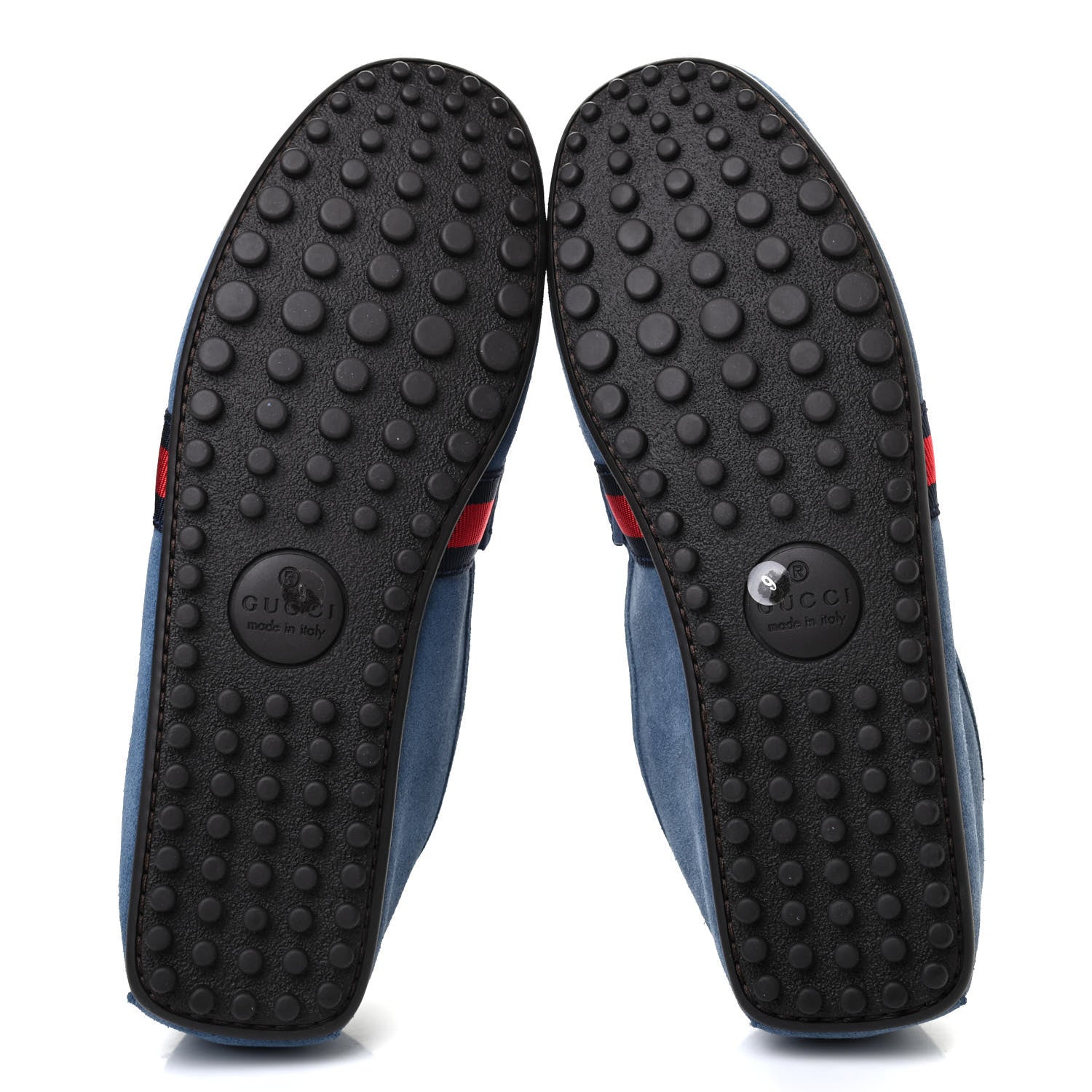 Gucci Suede Web Mens Kanye Driver Loafers 9 Blue 5 of 8