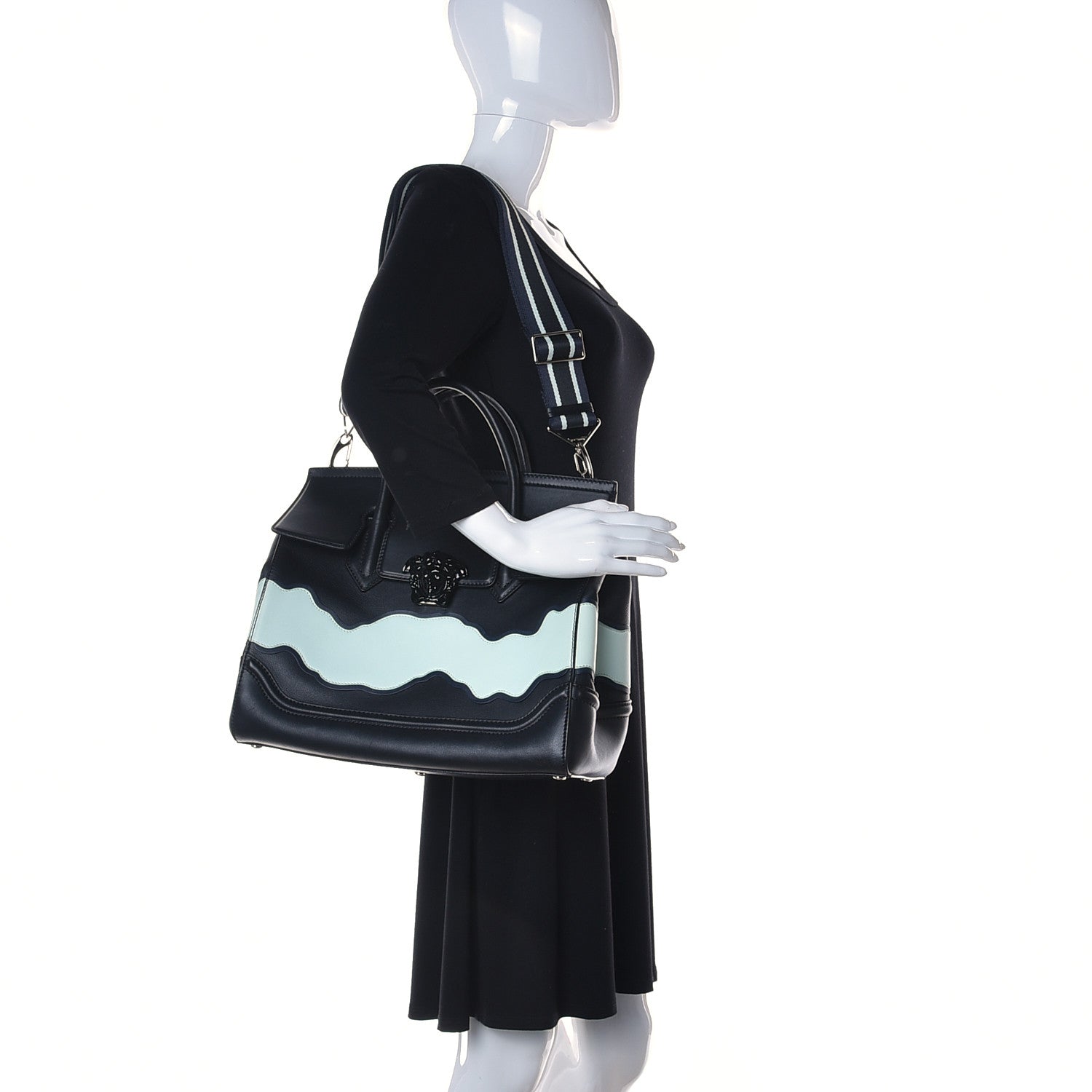 Versace Calfskin Large Palazzo Empire Bag Black Multicolor 3 of 14