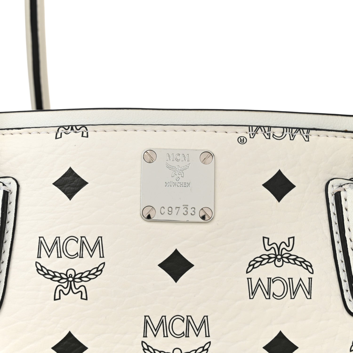 MCM Visetos Shopper Tote White 6 of 11