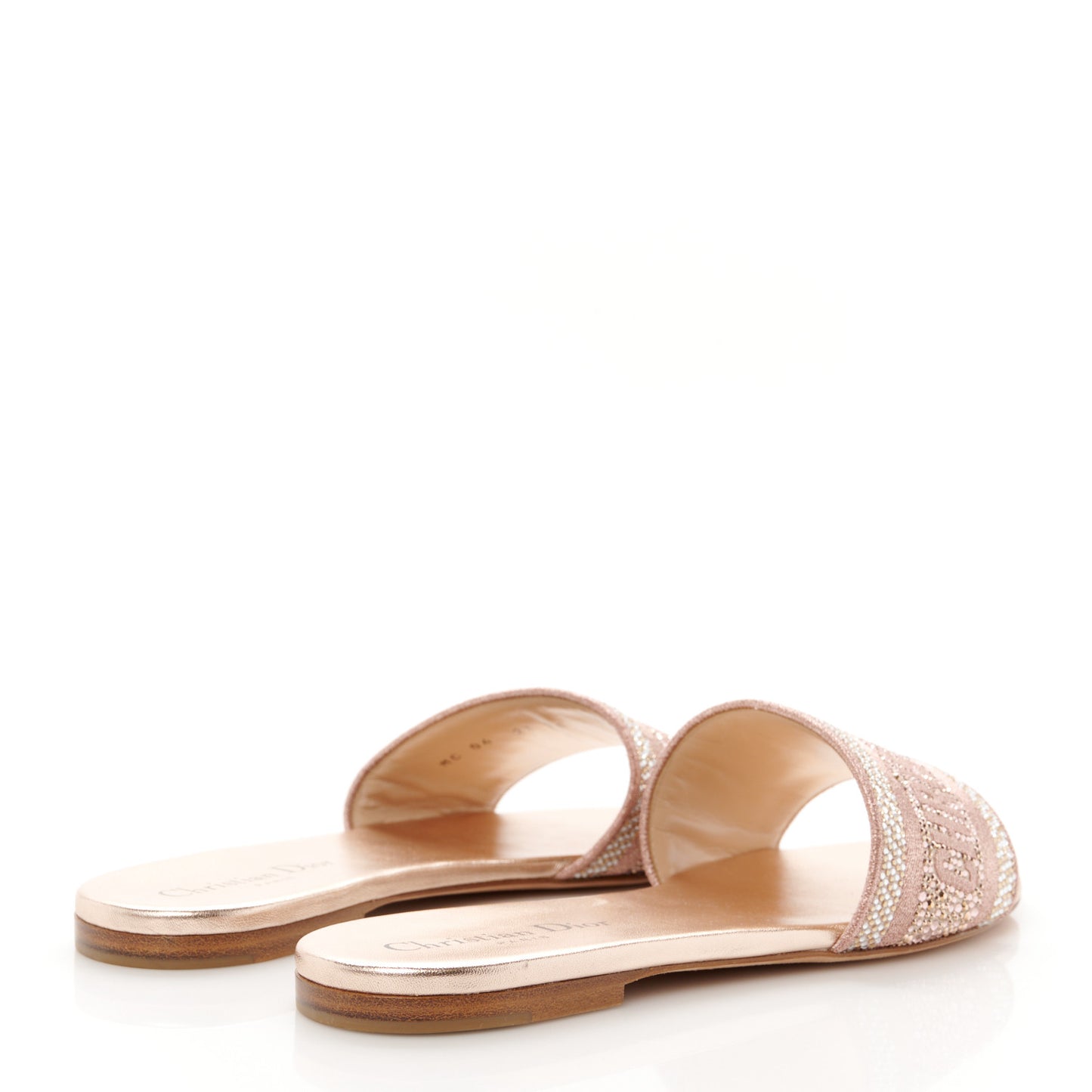 Canvas Crystal Embroidered Dway Slide Sandals 38 Rose Des Vents