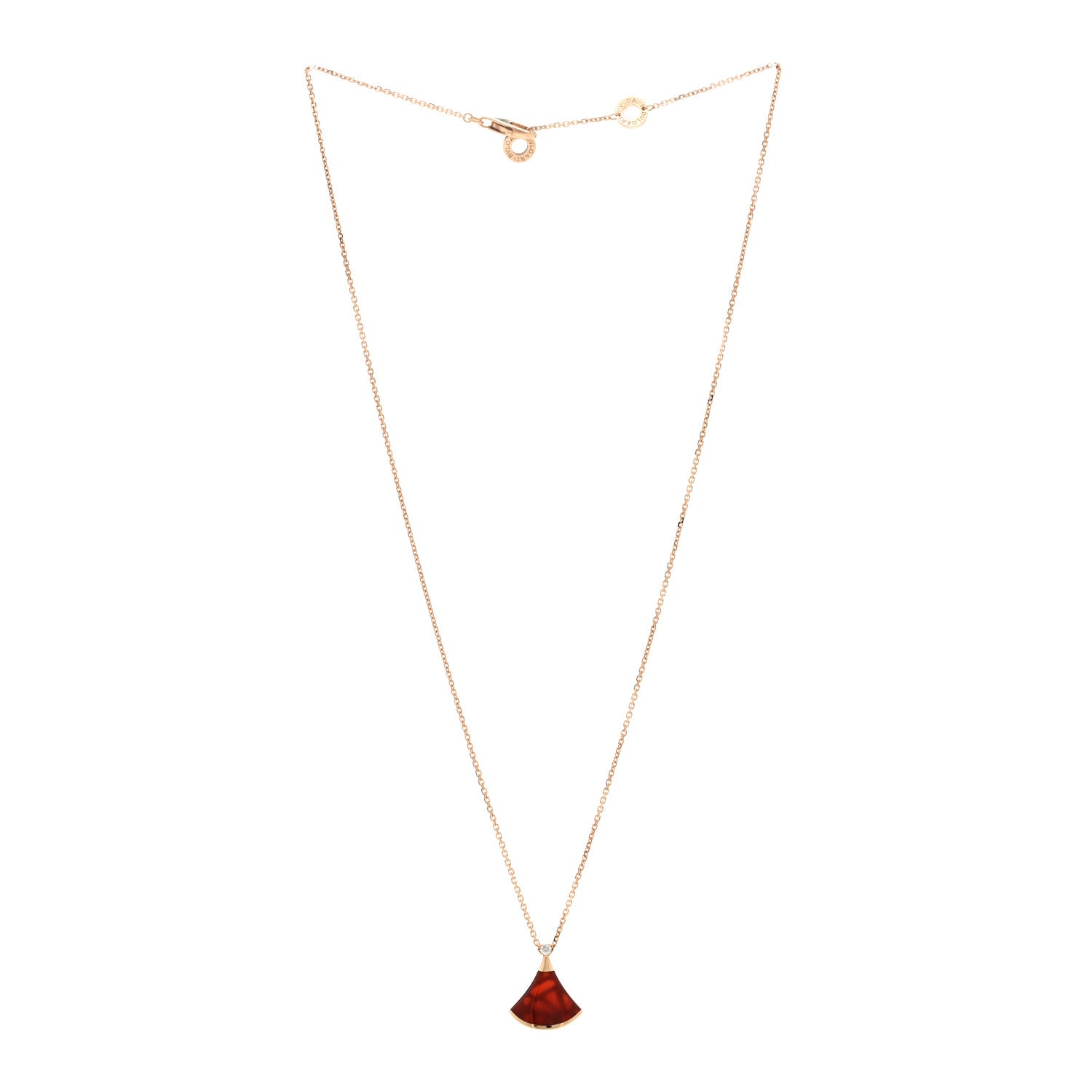 Bulgari 18K Rose Gold Diamond Carnelian Divas' Dream Pendant Necklace 3 of 5
