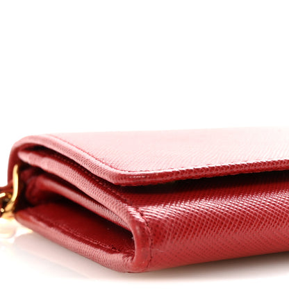 Prada Saffiano Metal Oro Chain Wallet Fuoco 8 of 9