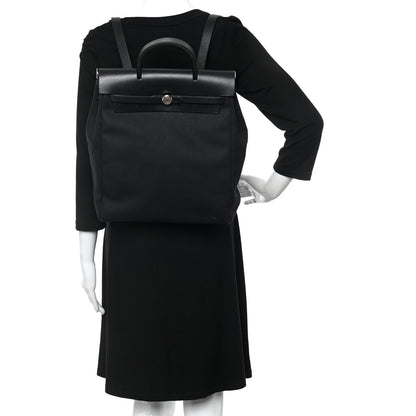 Hermes Toile Vache Calfskin Herbag 30 PM Backpack Black 2 of 11