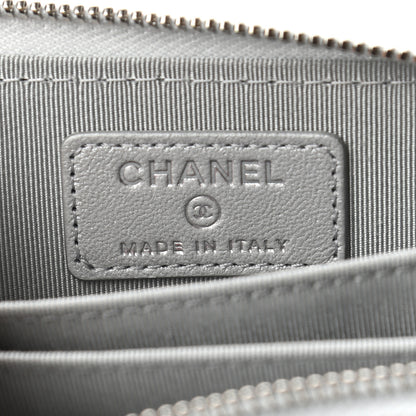 Chanel Glittered Metallic Caviar Quilted Zip Coin Purse Wallet Silver 6 of 7