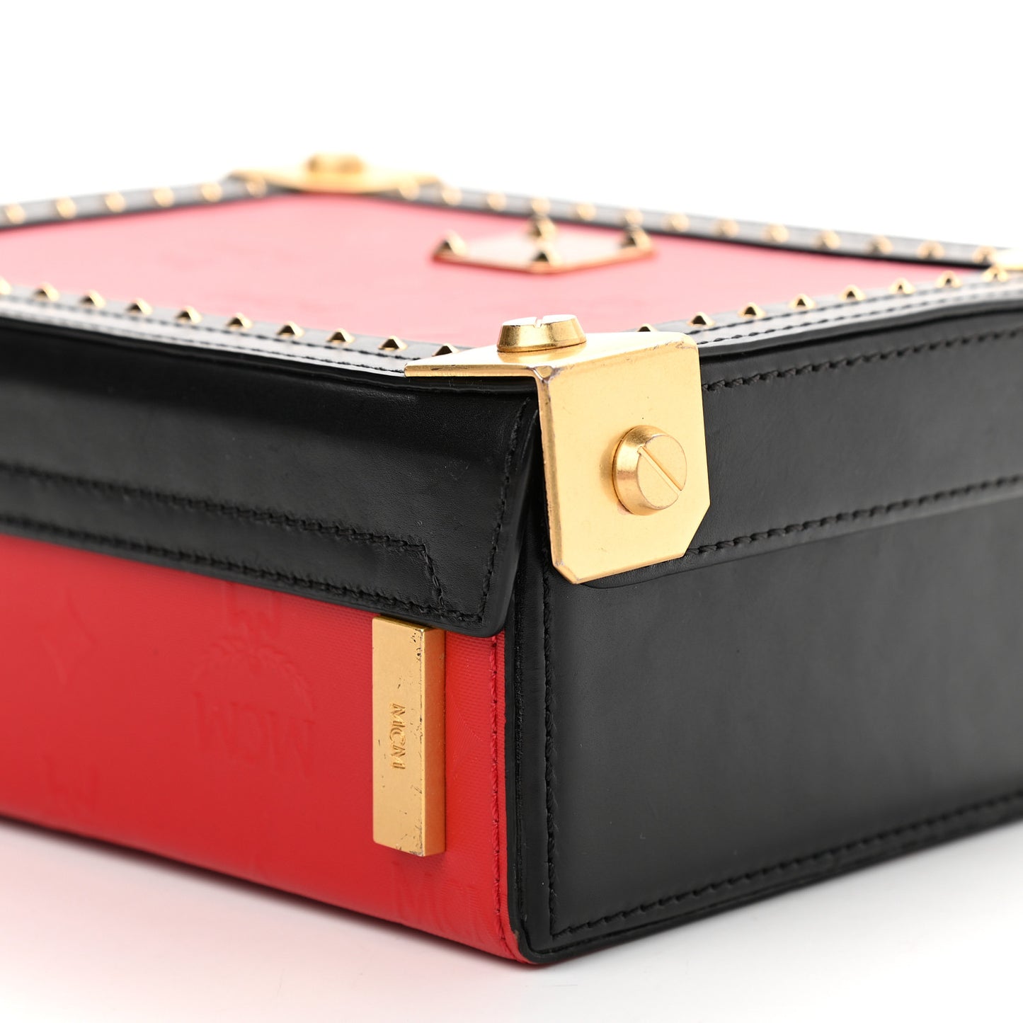 Calfskin Studded Outline Shoulder Bag Red