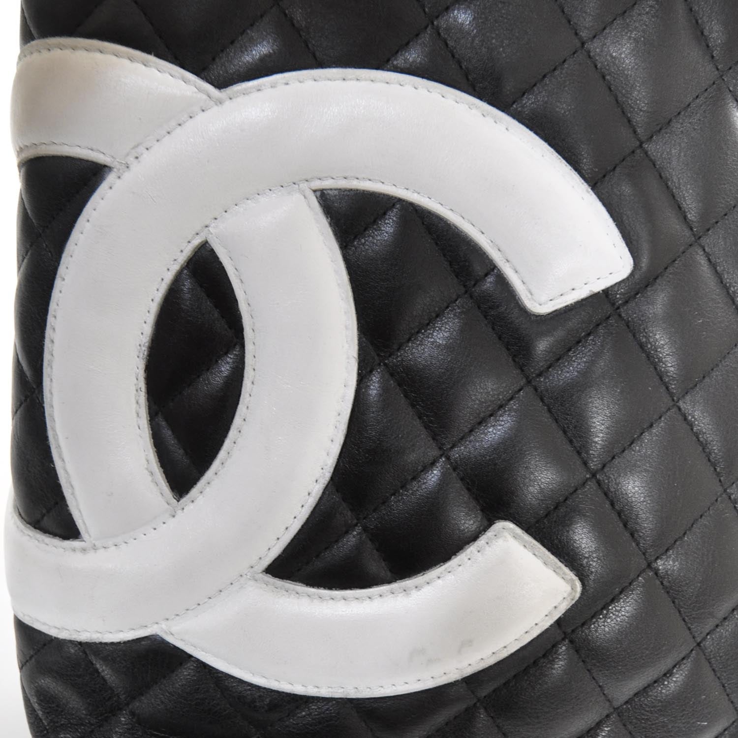 Chanel Calfskin Quilted Medium Cambon Tote Black White 12 of 12