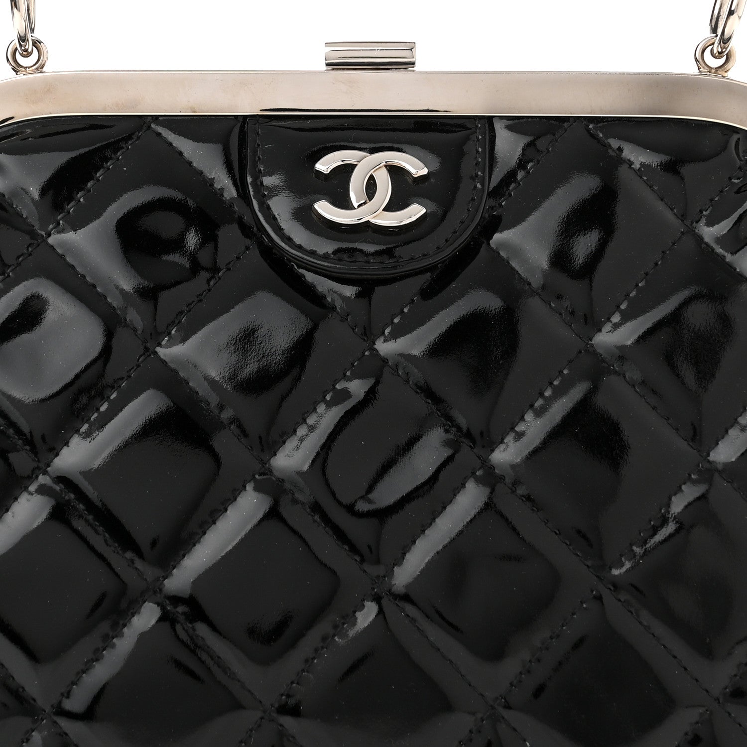 Chanel Patent Quilted Kisslock Frame Bag Black 9 of 12