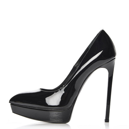Saint Laurent Patent Calfskin Janis 105 Pumps 37.5 Nero Black 1 of 10