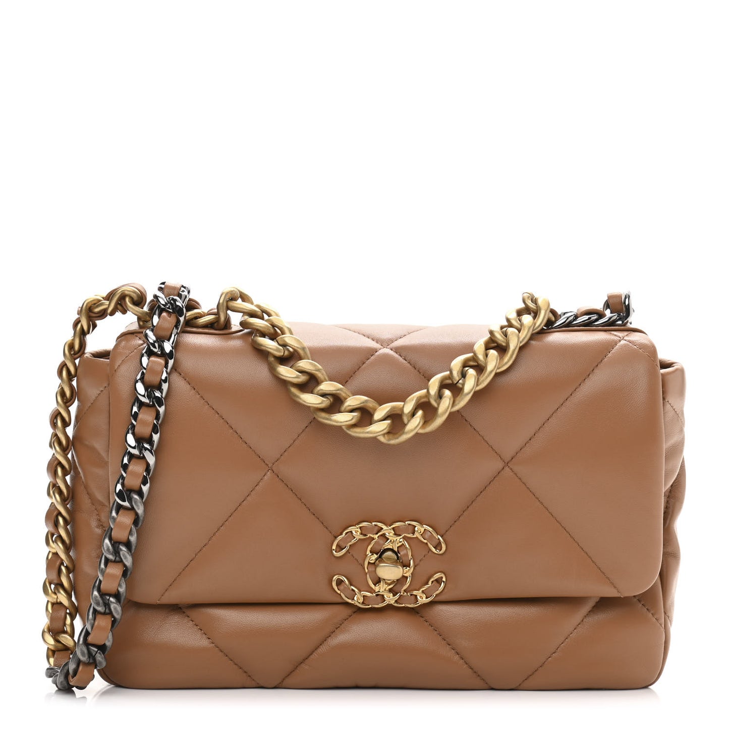 Lambskin Quilted Medium Chanel 19 Flap Brown
