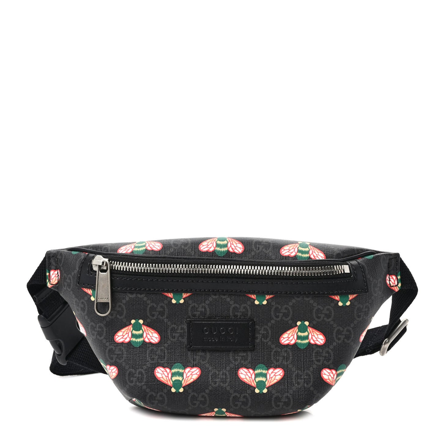 GG Supreme Monogram Bee Multicolor Appia Calfskin Belt Bag Black Multicolor